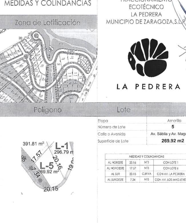 VENTA DE TERRENO “LA PEDRERA” EN PUEBLO MÁGICO ARMADILLO DE LOS INFANTE, MUNICIPIO DE ZARAGOZA, S.L.P. $674,800
